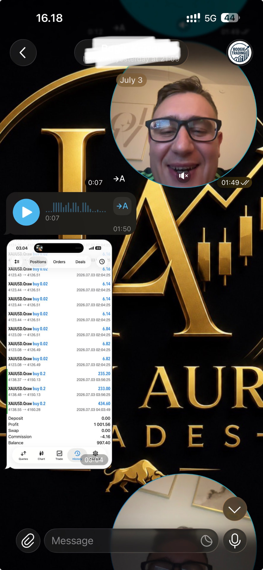 Trading result shared by Dennis